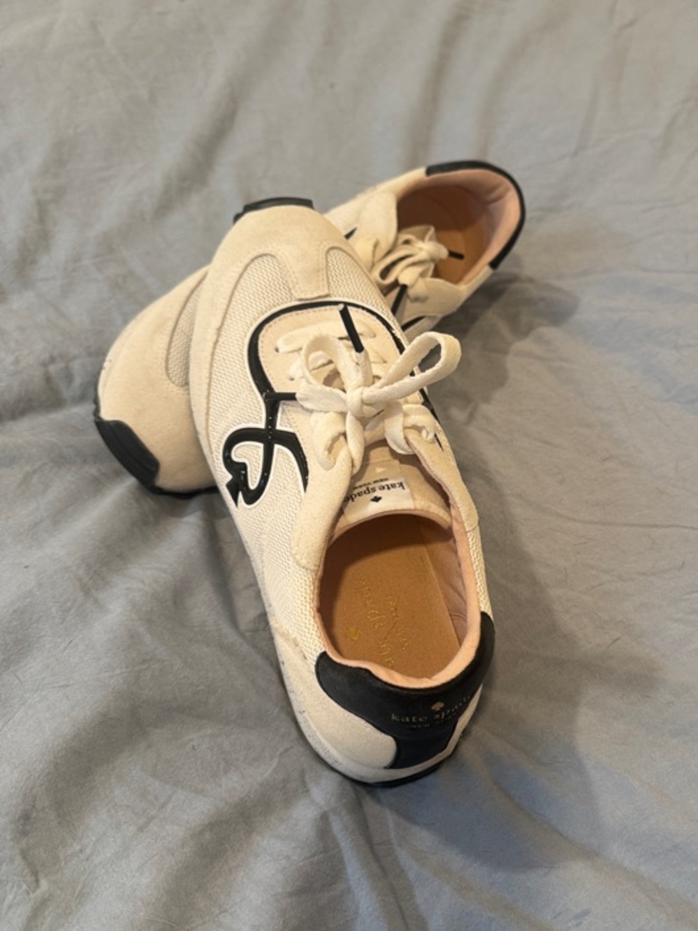 kate spade white Sneakers with Black Logo Trim - Picture 2 of 5